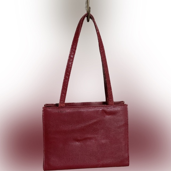 VTG ULTA SMALL FAUX Snake BAG PURSE Red Black mini clutchwallet embossed leather - Picture 1 of 7